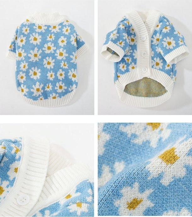 Cozy Daisy Dog Cardigan – Stylish Comfort for Pets