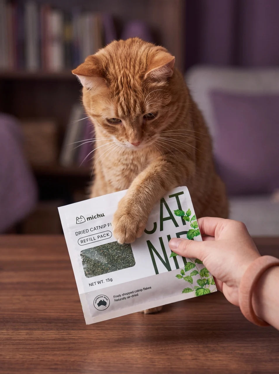 Dried Catnip Flakes Refill Pack 15g | Natural Catnip & Cat Fibre Supplement for Cats