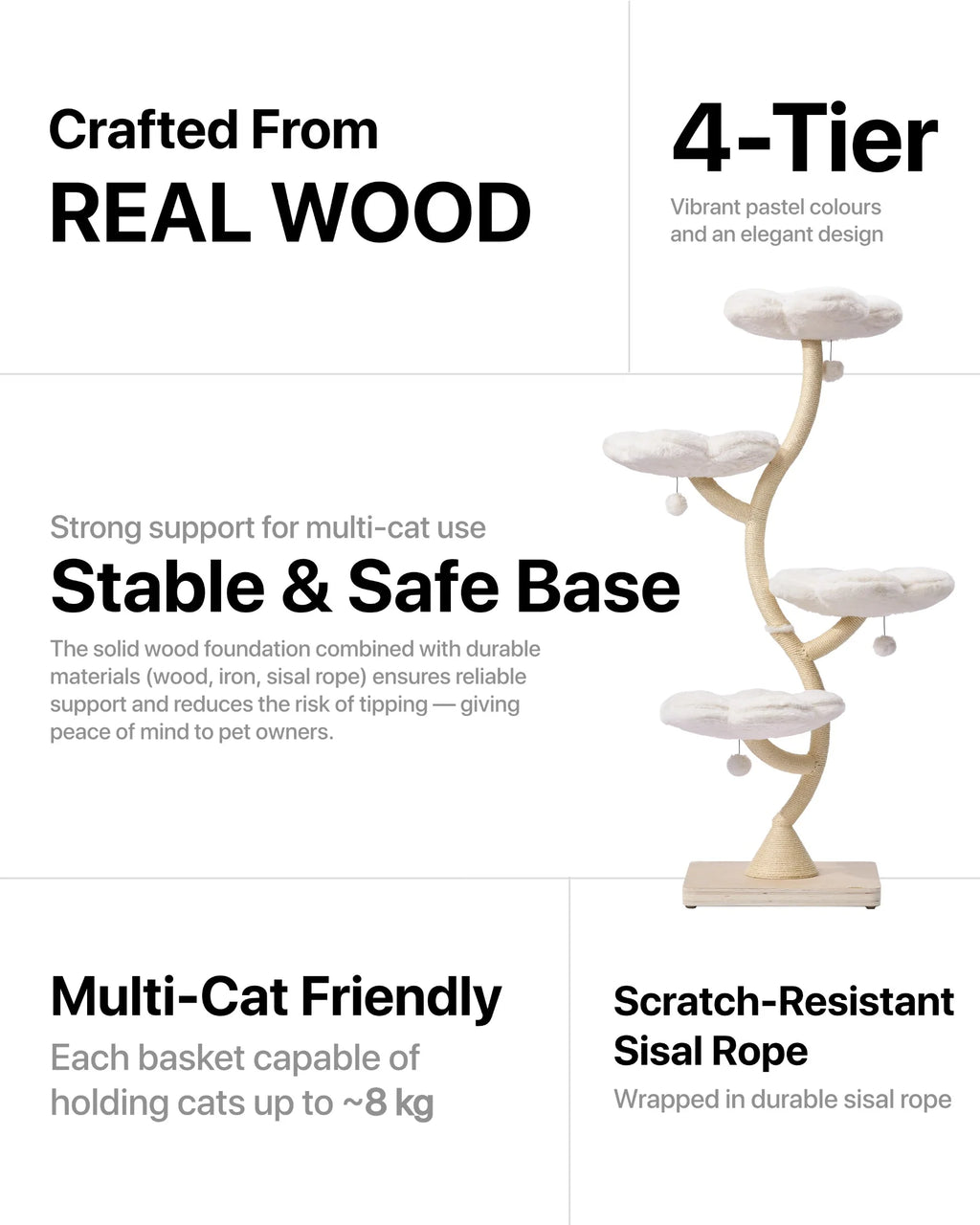 Fairy Cat Tower Deluxe 4-Tier Designer Flower Cat Tree - Aurora
