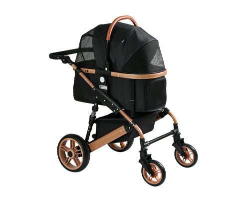 3 in 1 Rose Gold Pet Dog Stroller - House Of Pets Delight (HOPD)