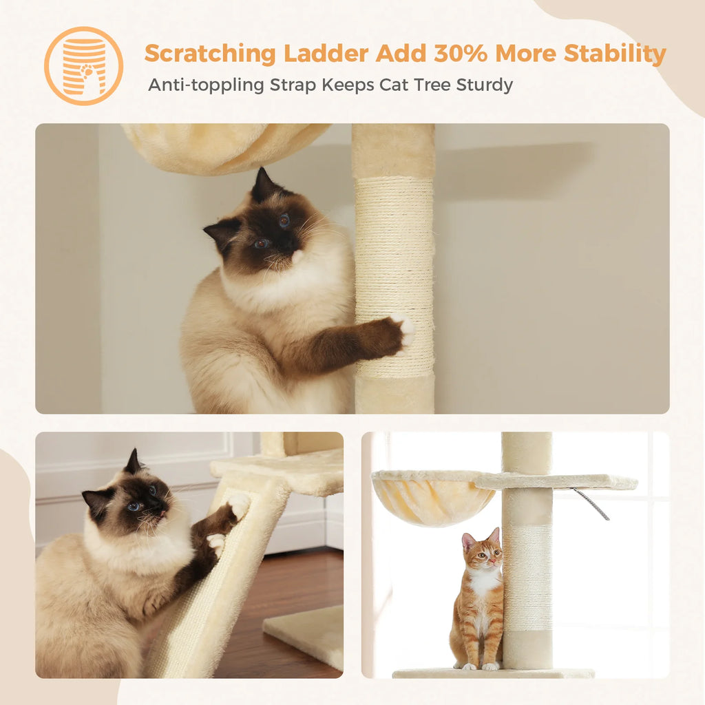 Ceiling High Cat Scratcher Condo Bed - Beige