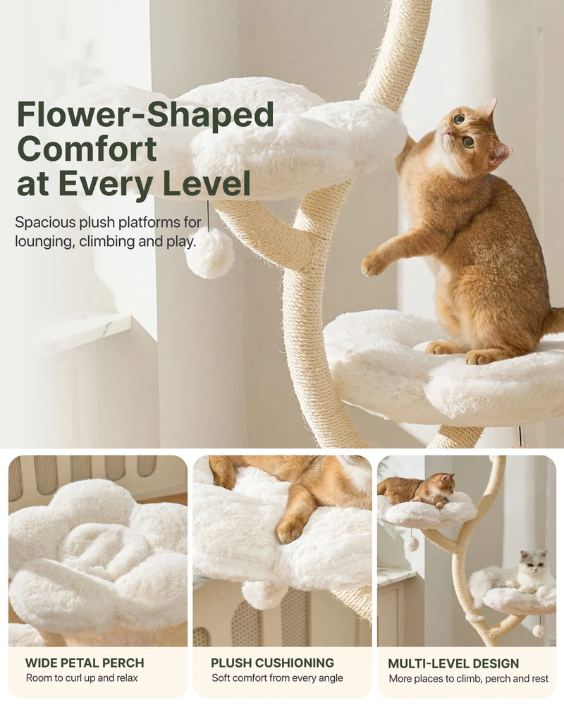 Fairy Cat Tower Deluxe 4-Tier Designer Flower Cat Tree - Aurora