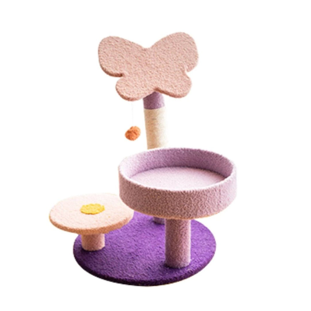 86cm Butterfly Plush Scratching Post Cat Tree in Pink - House Of Pets Delight (HOPD)