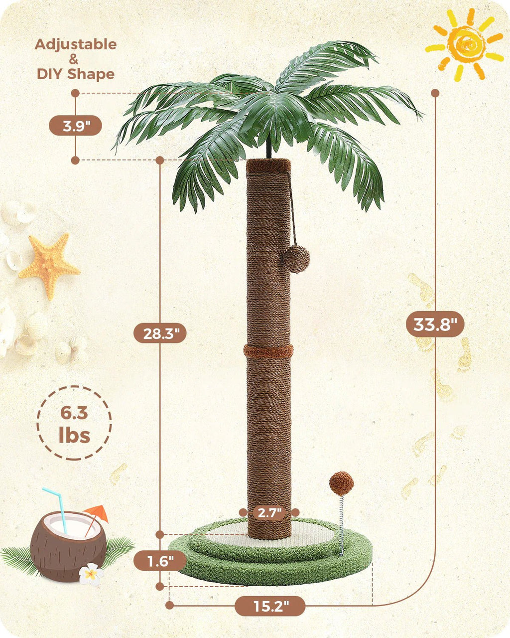 cat palm tree scratching post 86cm Palm Tree Cat Tower - Fun & Cozy