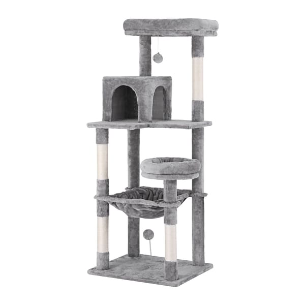 Soft Plush 143cm Cat Scratch Post in Grey