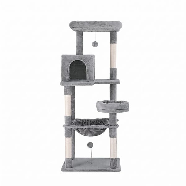 Soft Plush 143cm Cat Scratch Post in Grey