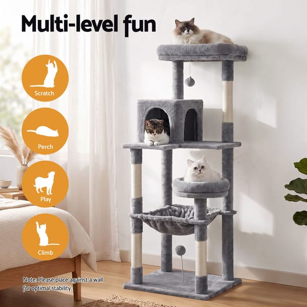 Soft Plush 143cm Cat Scratch Post in Grey