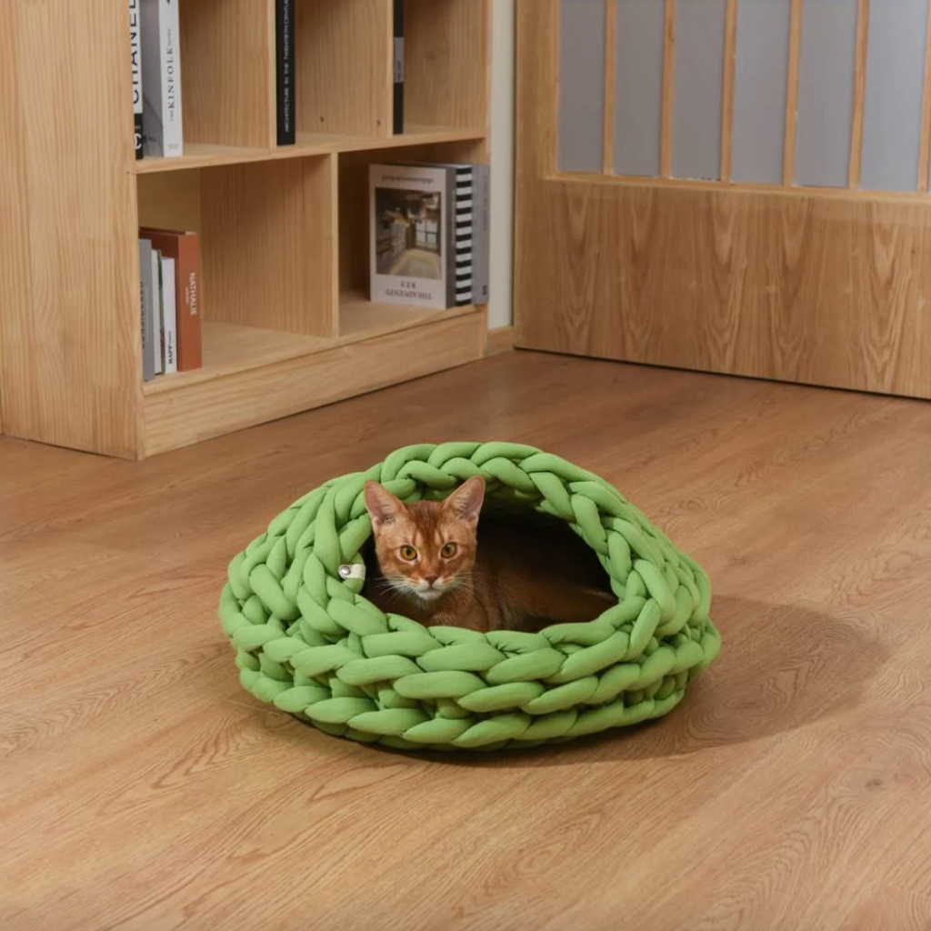 House of Pets Delight Handmade Luxurious Feline Haven Comfort Cat Nest - Avocado