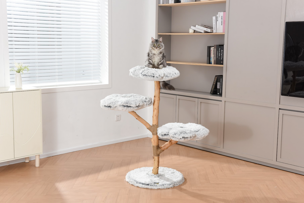 Fluffy Blossom Real Wood Cat Tree XL - Grey