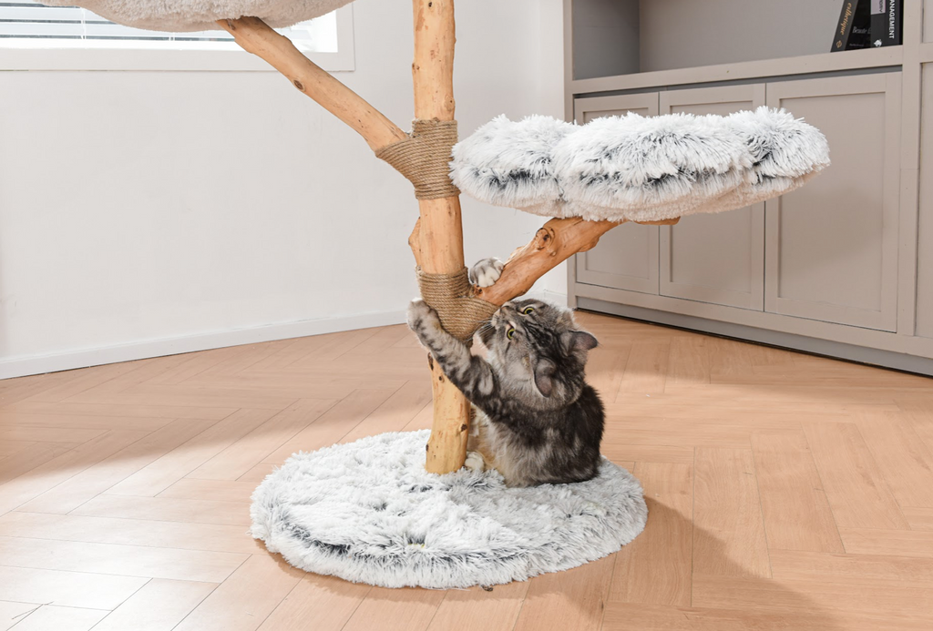 Fluffy Blossom Real Wood Cat Tree XL - Grey