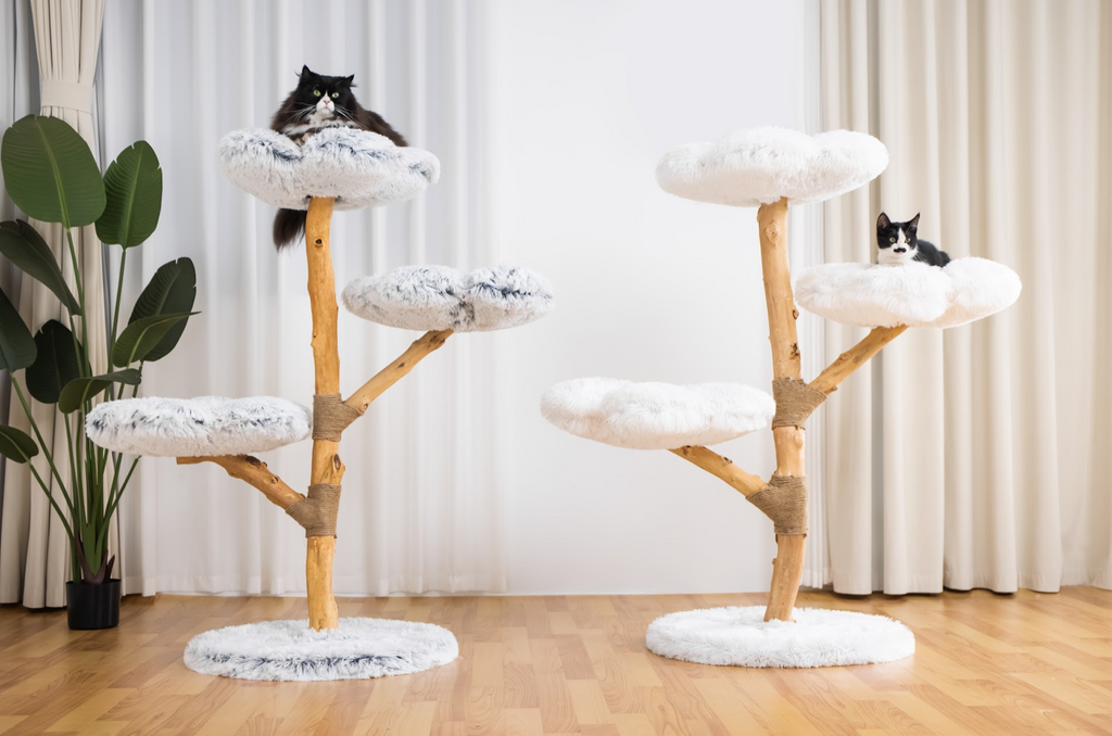 Fluffy Blossom Real Wood Cat Tree XL - White