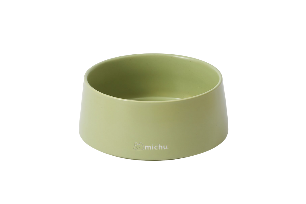 Ceramic Bowl for Cats and Dogs in Avocado Green