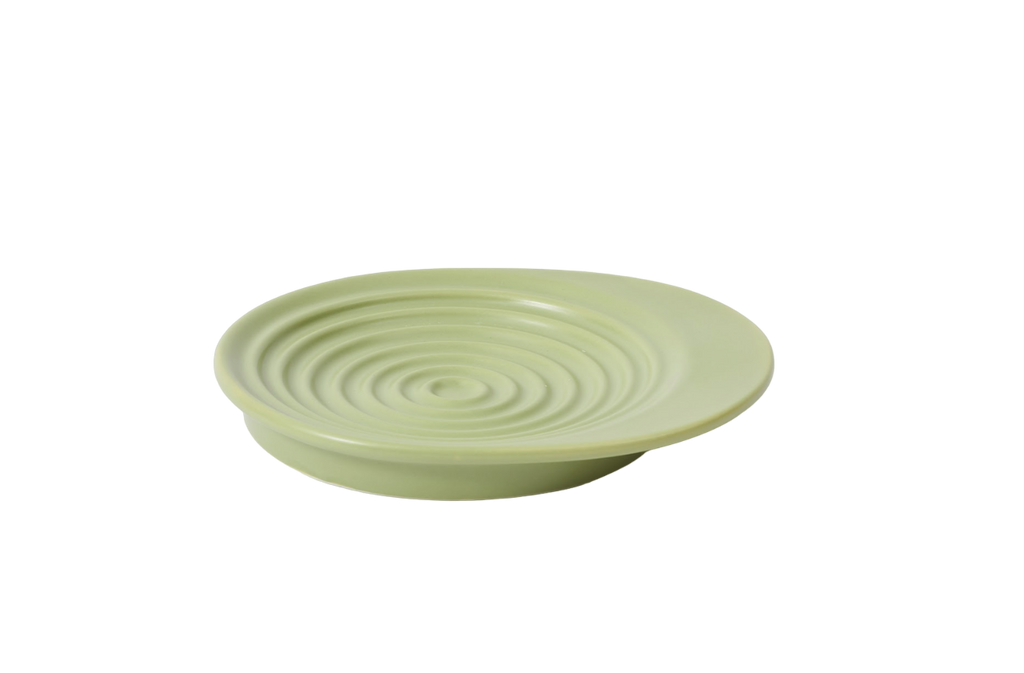 Ceramic Dish Cats and Dogs in Avocado Green