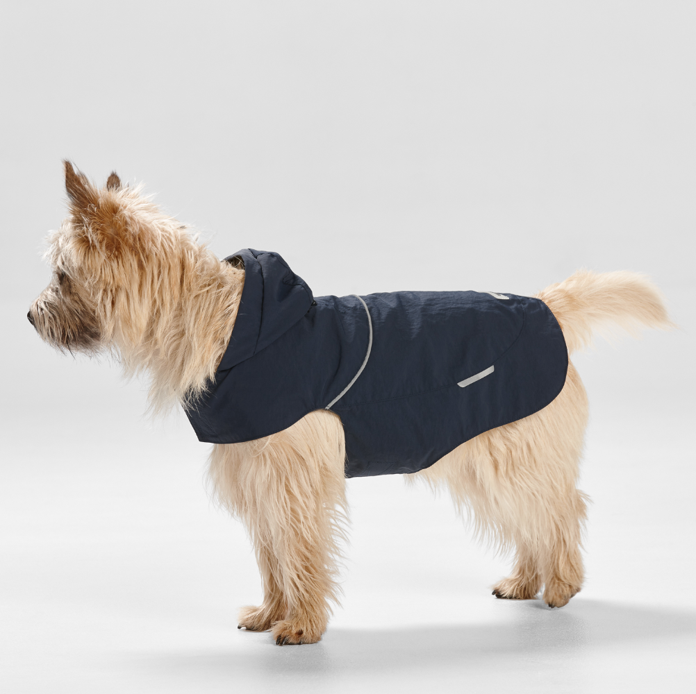 Ripstop Dog Raincoat with Hood in Navy
