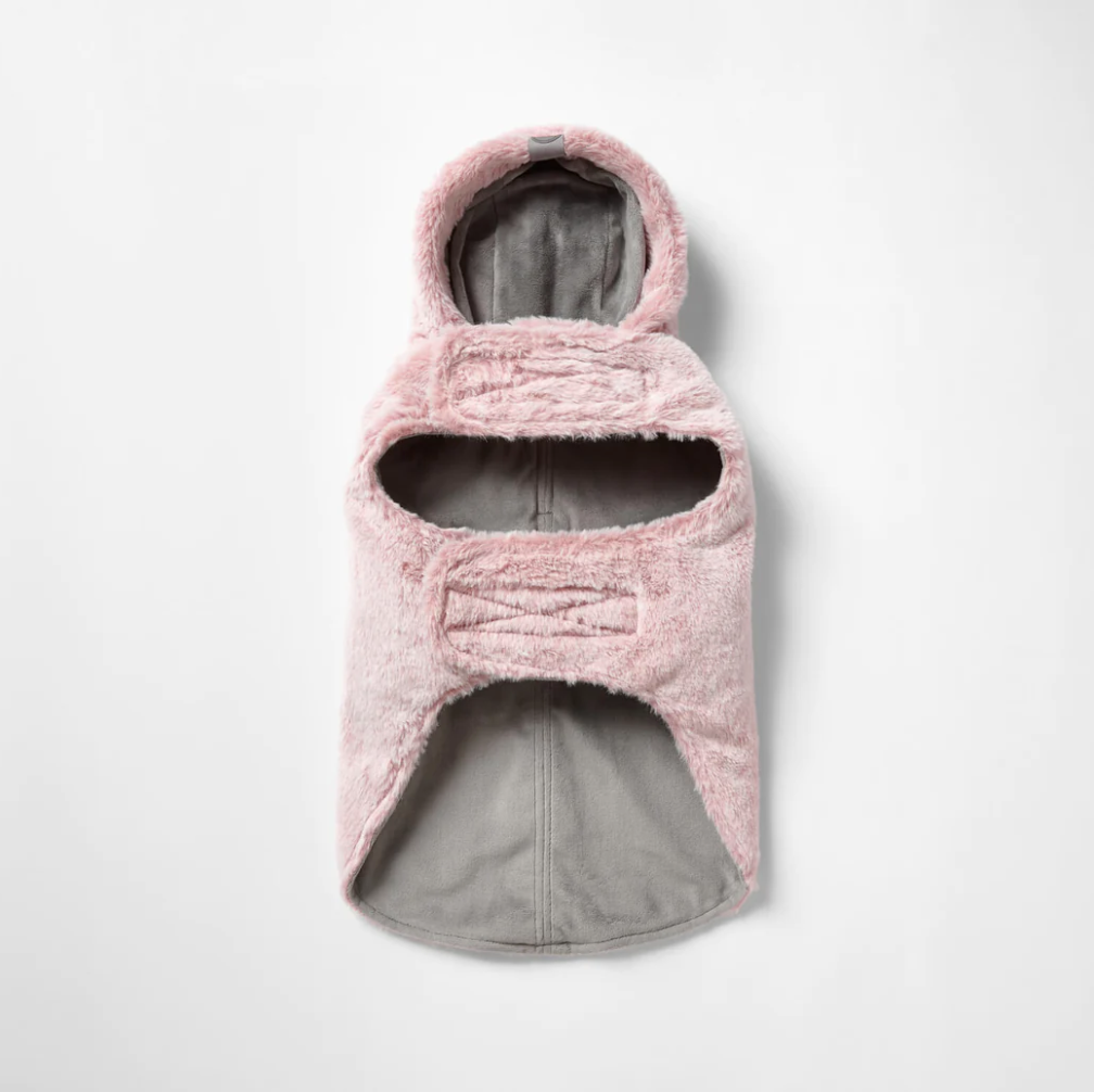 Pink Faux Fur Dog Coat with Hood