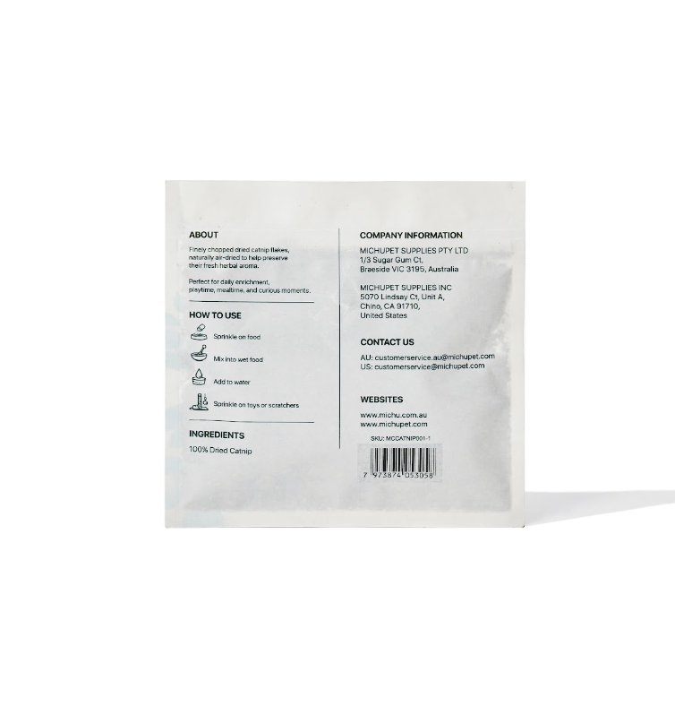 Dried Catnip Flakes Refill Pack 15g | Natural Catnip & Cat Fibre Supplement for Cats