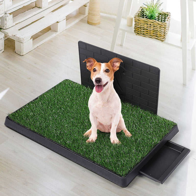 Artificial Grass Puppy Training Potty With Splash Proof Wall - House Of Pets Delight (HOPD)