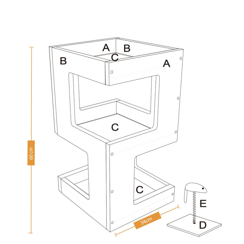 Bedside Table Cat Condo 60cm in Brown - House Of Pets Delight (HOPD)
