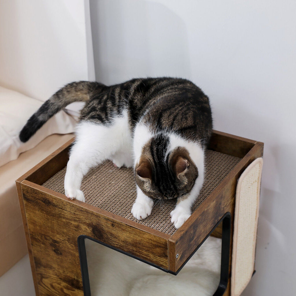 Bedside Table Cat Condo 60cm in Brown - House Of Pets Delight (HOPD)