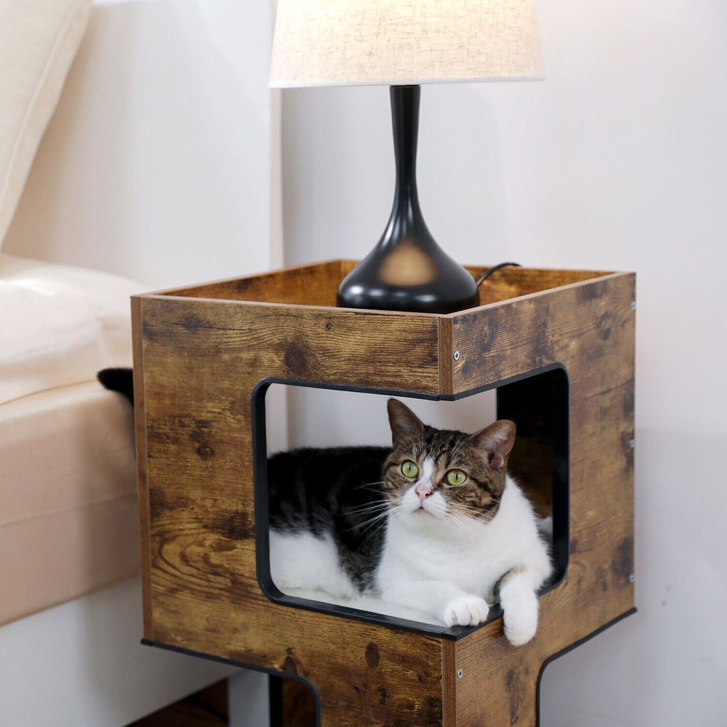 Bedside Table Cat Condo 60cm in Brown - House Of Pets Delight (HOPD)