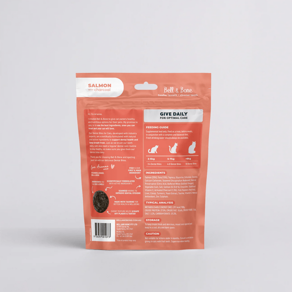Cat Dental Bites Salmon Charcoal 80G - House Of Pets Delight (HOPD)