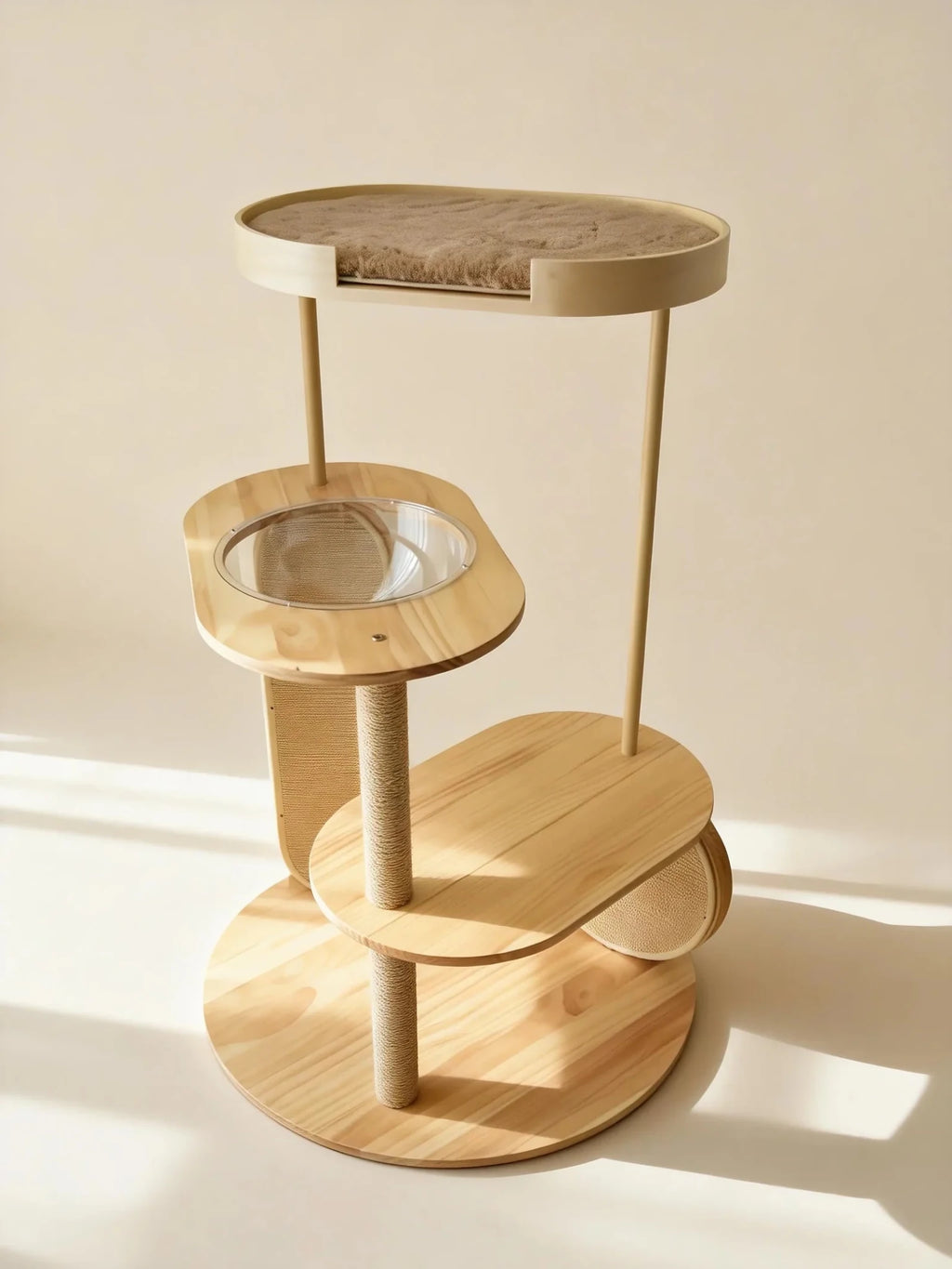 Catime Luxury Wooden Cat Tower - Natural Wood - House Of Pets Delight (HOPD)