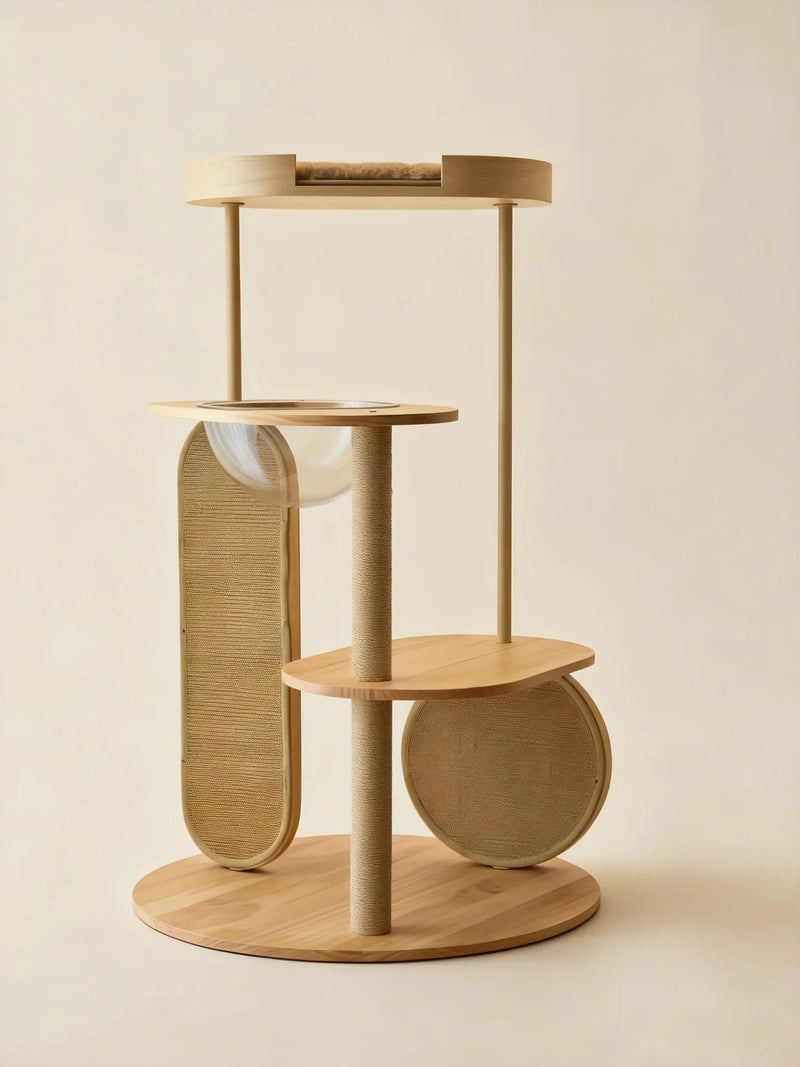 Catime Luxury Wooden Cat Tower - Natural Wood - House Of Pets Delight (HOPD)