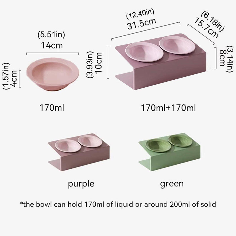 Ceramic Slanted Double Pet Bowl - Purple - House Of Pets Delight (HOPD)