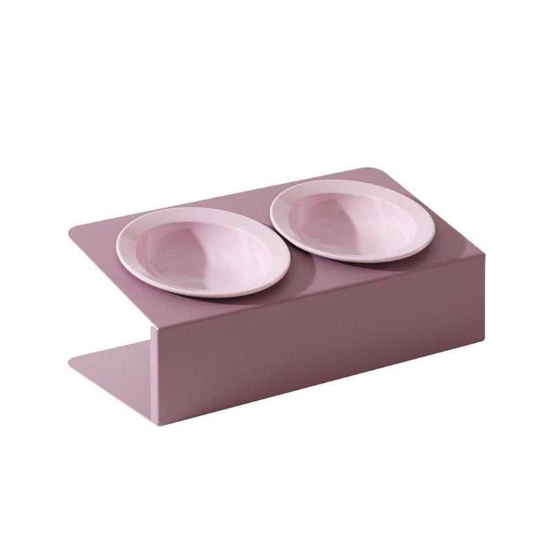 Ceramic Slanted Double Pet Bowl - Purple - House Of Pets Delight (HOPD)