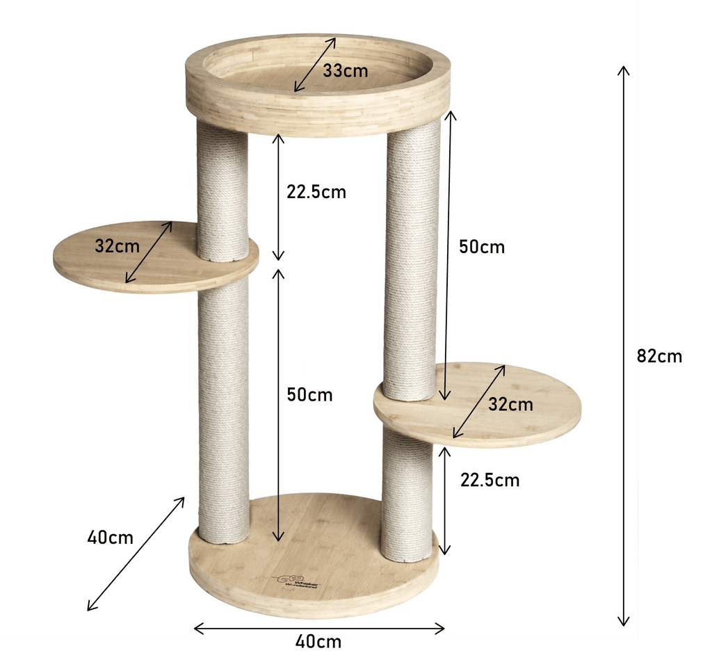 Eco Bamboo Cat Tree Small - Natural Bamboo Structure - House Of Pets Delight (HOPD)