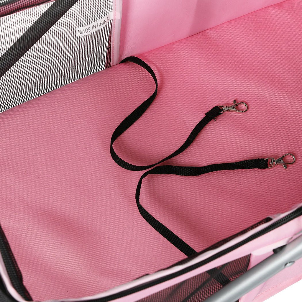 Foldable 4-Wheel Pet Stroller for Dogs & Cats in Pink - House Of Pets Delight (HOPD)