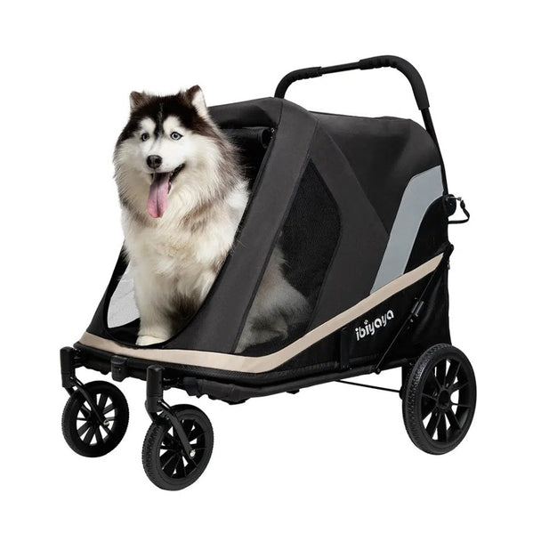 Ibiyaya Grand Cruiser Large Dog Stroller, 4-Wheel Foldable Big Dog