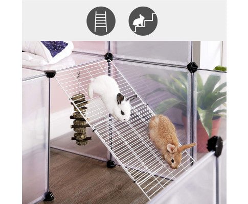 Guinea Pig Playpen with Dense Ramp White - House Of Pets Delight (HOPD)