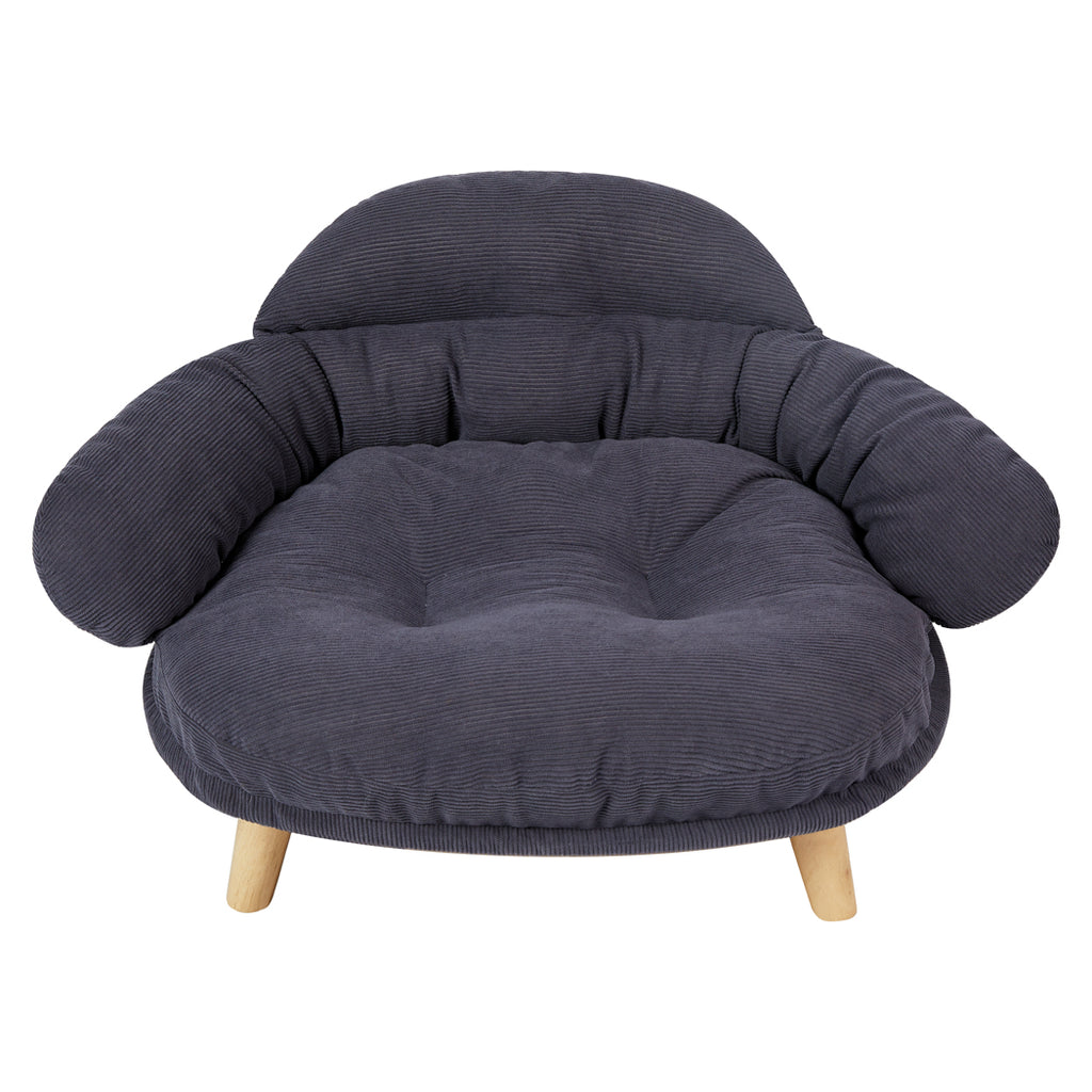 Plush Elevated Pet Sofa Bed - Grey