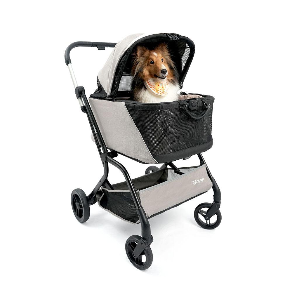 dog car seat stroller combo Ibiyaya InstaCollapse Dog Stroller & Car Seat - Taupe