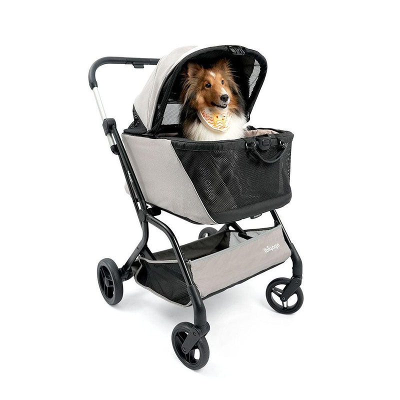 dog stroller carrier combo Ibiyaya InstaCollapse Dog Stroller & Car Seat - Taupe