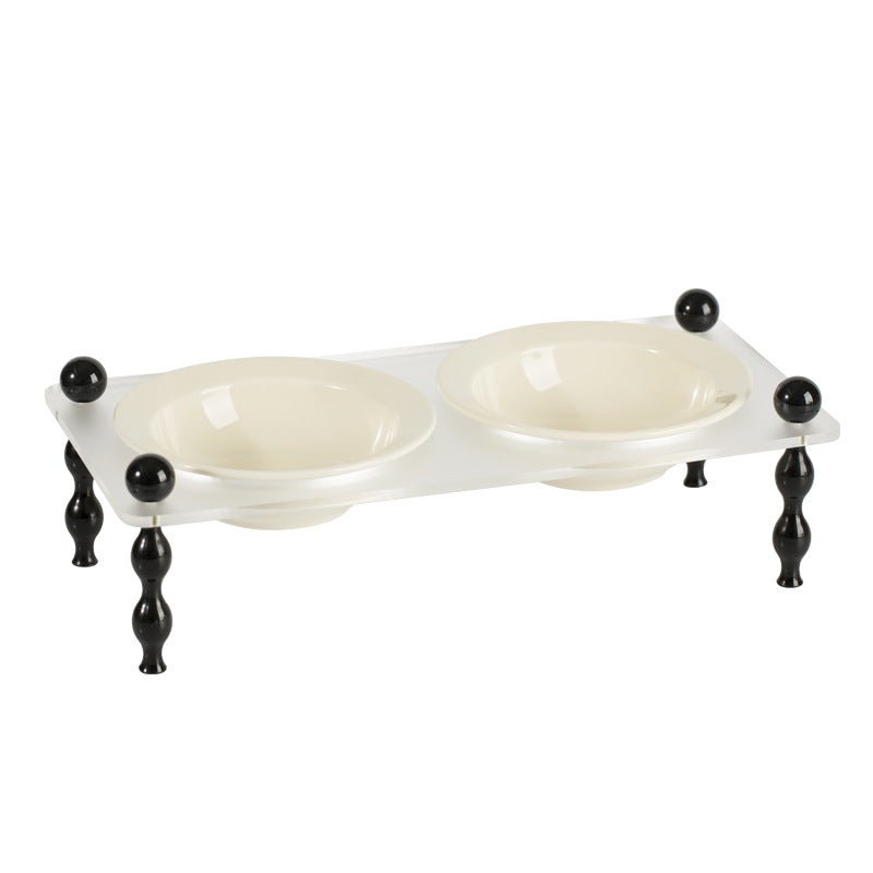 La Belle Raised Cat & Dog Bowl in Black & White - House Of Pets Delight (HOPD)