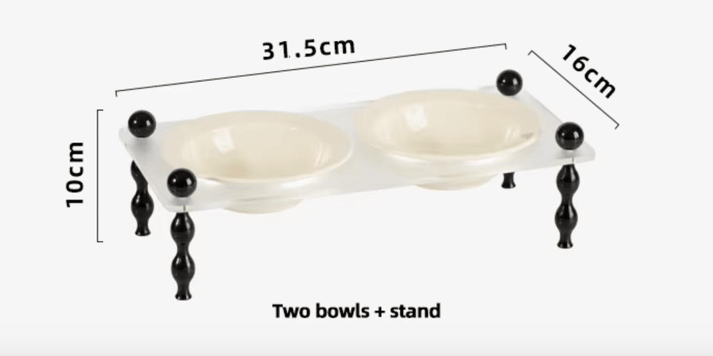 La Belle Raised Cat & Dog Bowl in Black & White - House Of Pets Delight (HOPD)