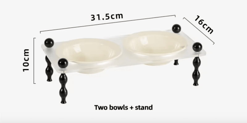La Belle Raised Cat & Dog Bowl in Black & White - House Of Pets Delight (HOPD)