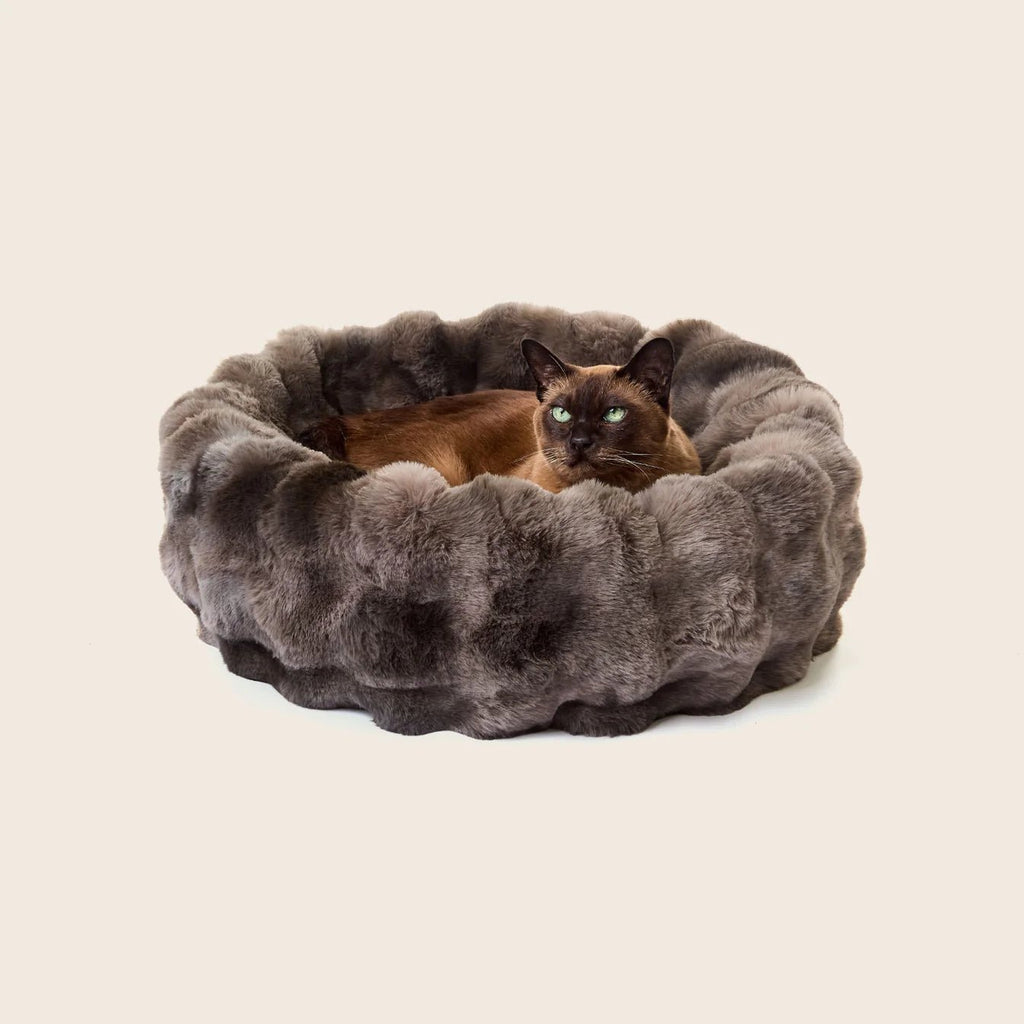 Luxe Bubble Fur Cuddler - Pewter - House Of Pets Delight (HOPD)