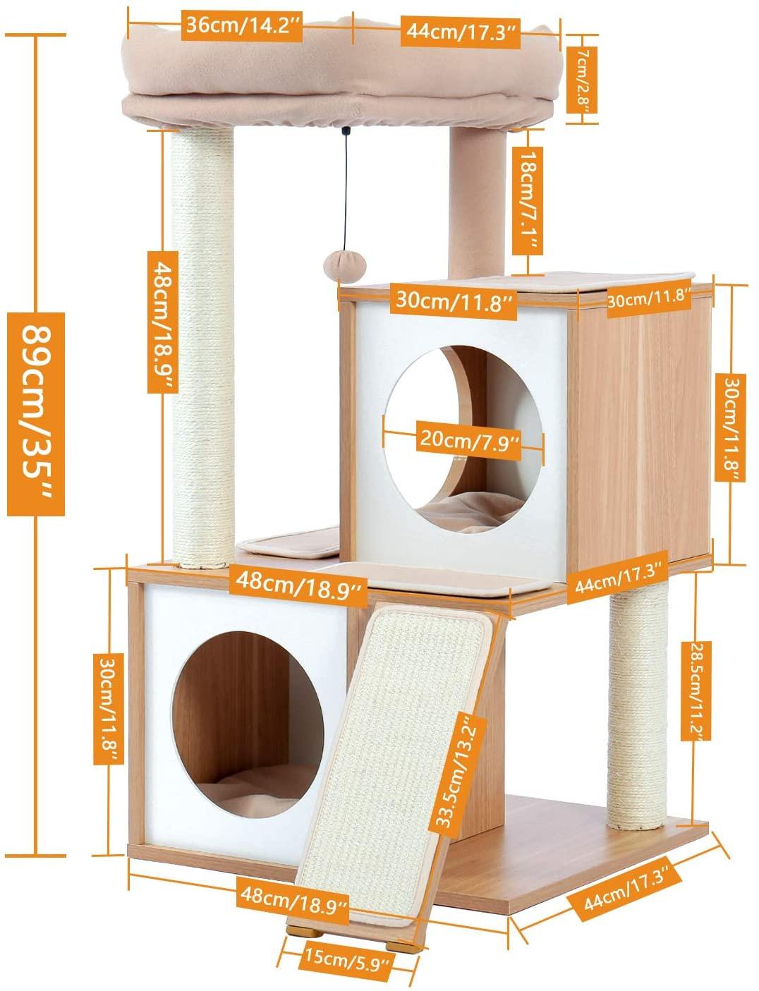 Luxury Cat Tree With Double Condo - Beige | House Of Pets Delight (HOPD)