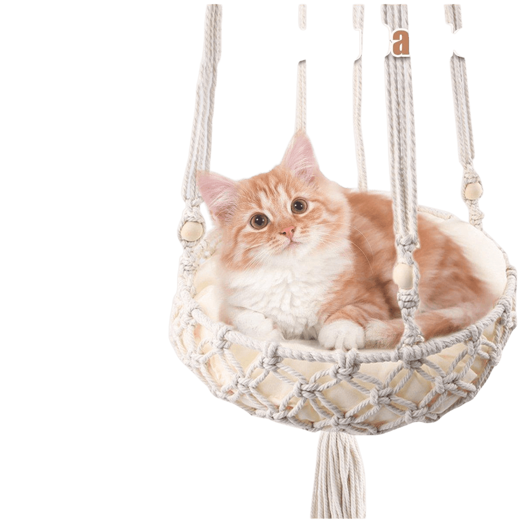 Macrame Boho Style Cat Hanging Hammock - House Of Pets Delight (HOPD)