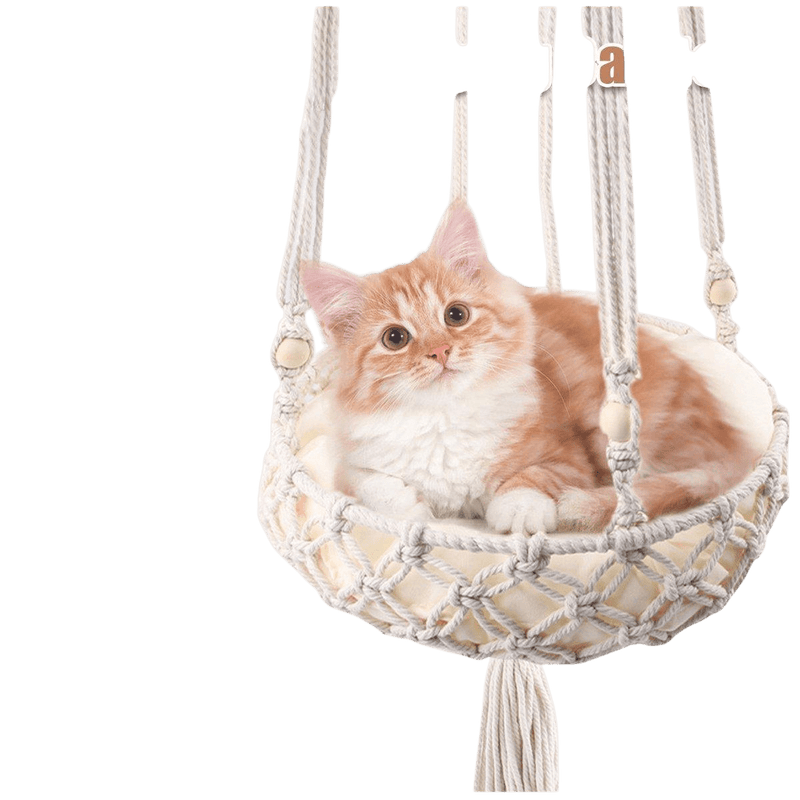 Macrame Boho Style Cat Hanging Hammock - House Of Pets Delight (HOPD)