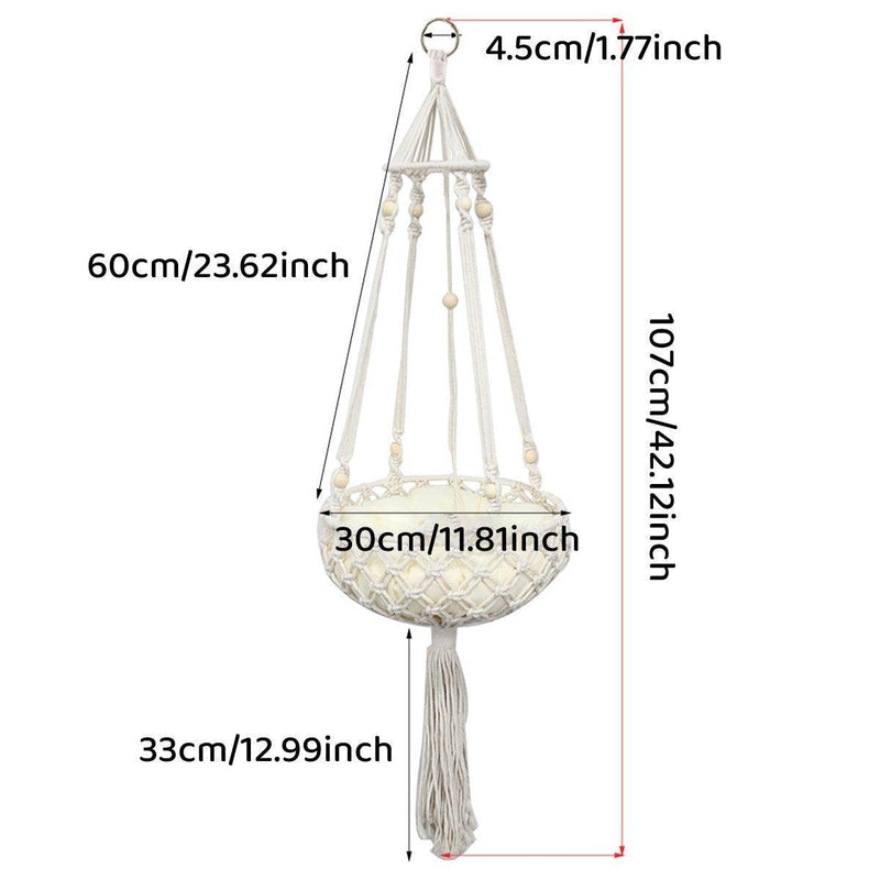 Macrame Boho Style Cat Hanging Hammock - House Of Pets Delight (HOPD)