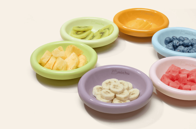 Marshmallow Ceramic Cat Bowl – Anti - Whisker Fatigue Wide Shallow Design - Sky - House Of Pets Delight (HOPD)