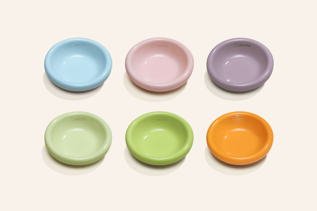 Marshmallow Ceramic Cat Bowl – Anti - Whisker Fatigue Wide Shallow Design - Sky - House Of Pets Delight (HOPD)