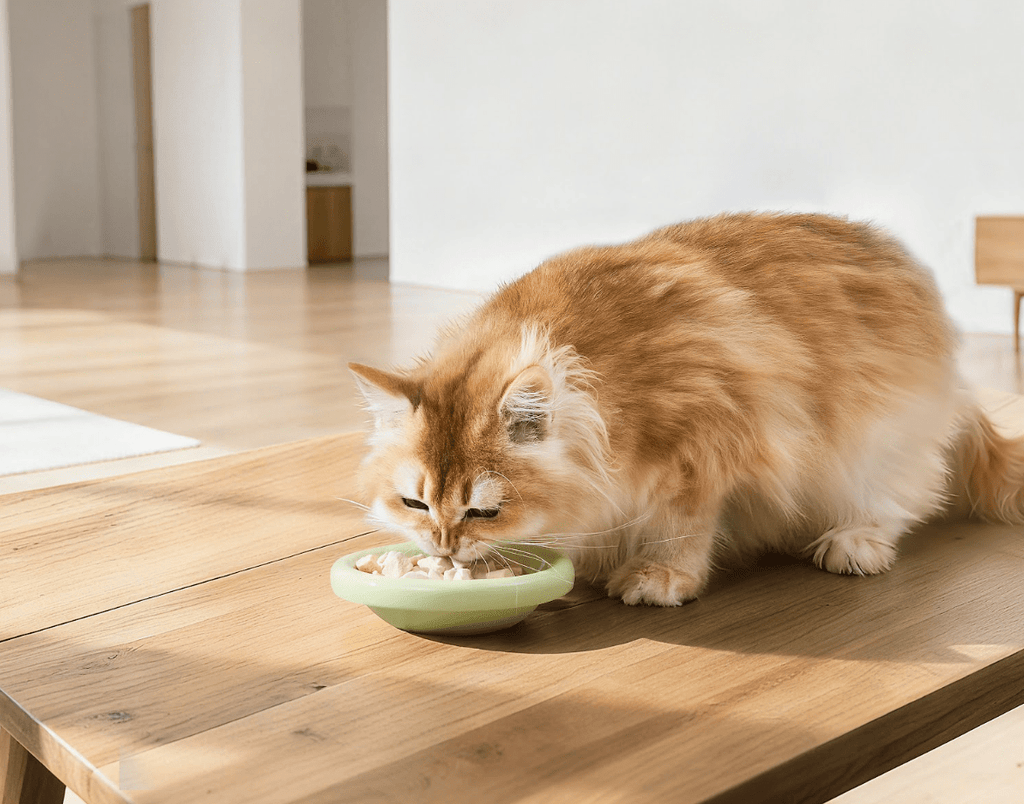 Marshmallow Ceramic Cat Bowl – Anti - Whisker Fatigue Wide Shallow Design - Sky - House Of Pets Delight (HOPD)