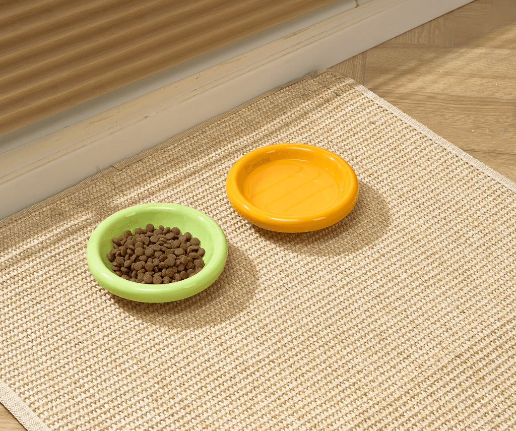 Marshmallow Ceramic Cat Bowl – Anti - Whisker Fatigue Wide Shallow Design - Sky - House Of Pets Delight (HOPD)