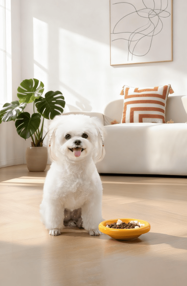 Marshmallow Ceramic Cat Bowl – Anti - Whisker Fatigue Wide Shallow Design - Sky - House Of Pets Delight (HOPD)