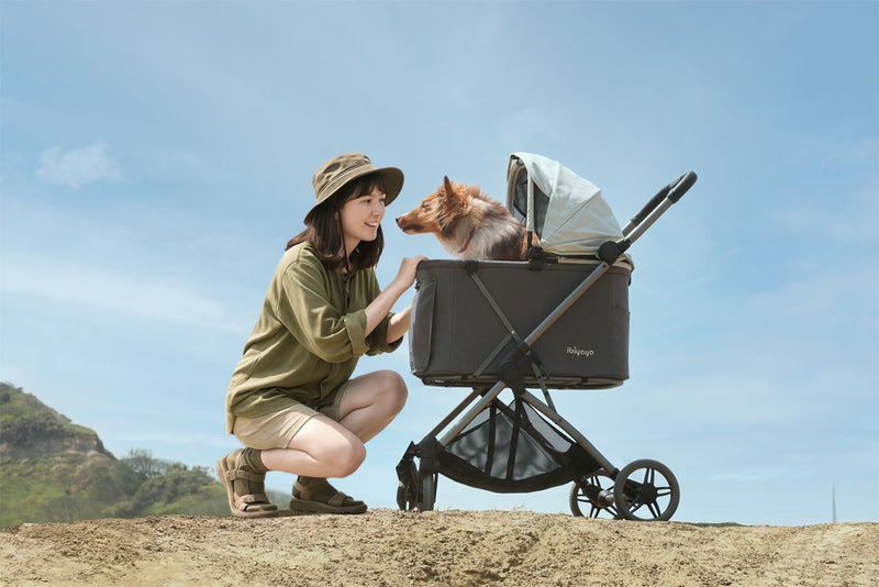 Maxi Deep Carriage Pet Stroller Lightweight and Collapsible - Grey - House Of Pets Delight (HOPD)
